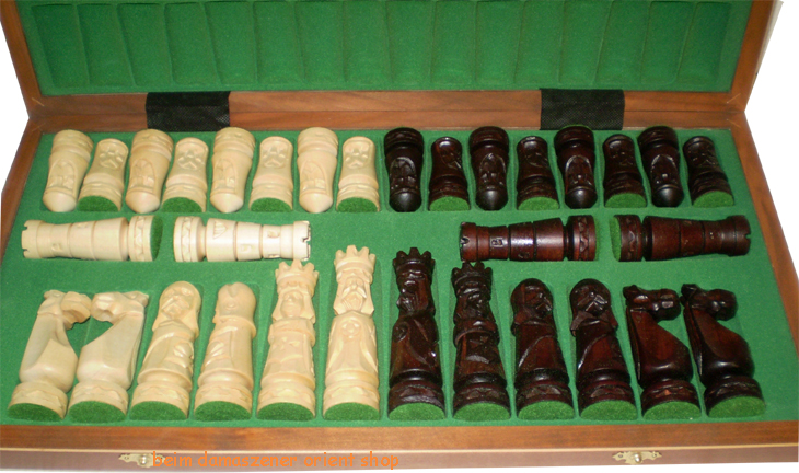 LUXUS Chess Schachspiel schachbrett Schachfiguren Holz 56X56 cm KH